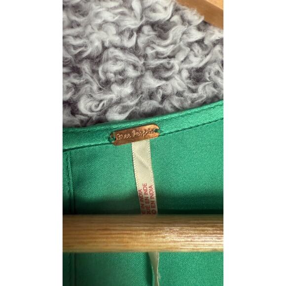 Free People Cooper Maxi Dress Size 10 Green Satin and Lace Short Sleeved - Picture 4 of 10